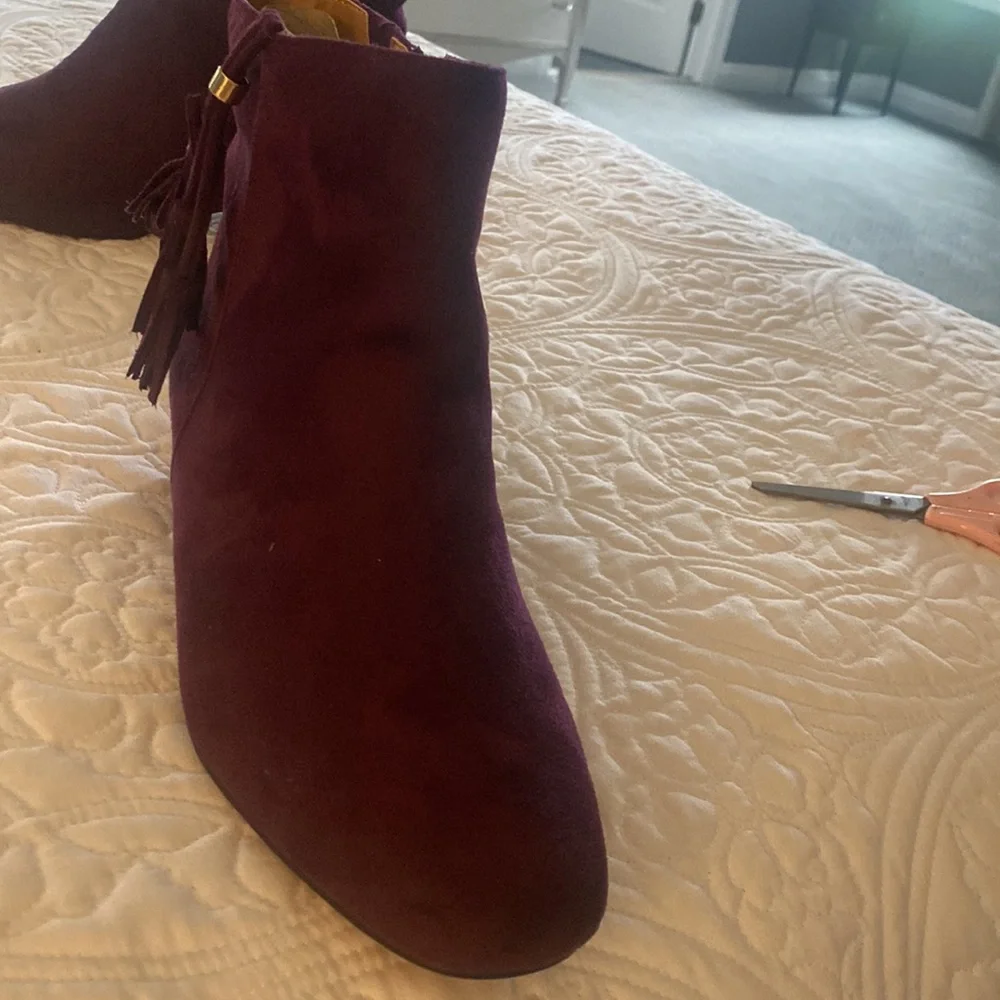 Plum colored low boots with a little fringe zipper. Brand new. - Picture 6 of 8
